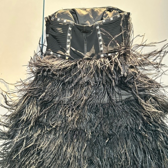 Bebe Black Studded Isis Feather Dress … - Picture 5 of 6